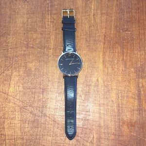 Larson & Jennings Lugano Black Leather Watch Japanese Quartz Vegan Leather